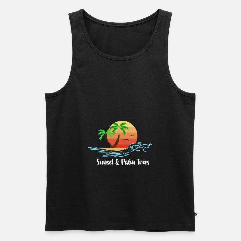 sunset & palm trees - Männer Premium Bio Tank Top - Schwarz