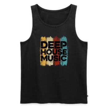Deep House Musik | Retro Farben - Männer Premium Bio Tank Top - Schwarz - Vorne - AI Model Male 178 light (178cm)