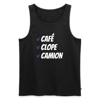 Café clope camion - Débardeur bio Premium Homme - noir - Devant - Michal (187cm)