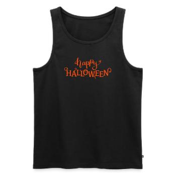Happy halloween Schriftzug - Männer Premium Bio Tank Top - Schwarz - Vorne - Michal (187cm)