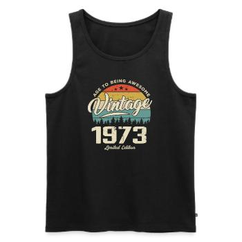 Vintage 1973 Retro Style Anniversary Gift 1973 - Men's Premium Organic Tank Top - black - Front - Michal (187cm)