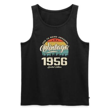 Jahrgang 1956 Retro-Stil Jubiläumsgeschenk 1956 - Männer Premium Bio Tank Top - Schwarz - Vorne - Michal (187cm)