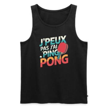 J'peux pas j'ai ping pong - Débardeur bio Premium Homme - noir - Devant - Michal (187cm)