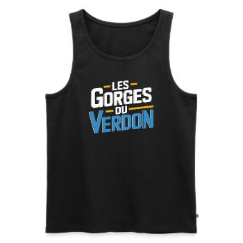 Les Gorges du Verdon - Débardeur bio Premium Homme - noir - Devant - Michal (187cm)