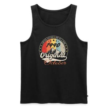 October 1990 Birthday Gift - October 1990 - Men's Premium Organic Tank Top - black - Front - AI Model Male 178 light (178cm)