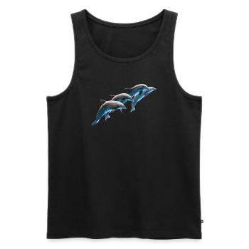 Delphine Gruppe springend, Natürlich - Männer Premium Bio Tank Top - Schwarz - Vorne - AI Model Male 178 light (178cm)