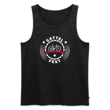 bike sattelfest Fahrradfahrer Drahtesel Fahrrad - Männer Premium Bio Tank Top - Schwarz - Vorne - AI Model Male 178 light (178cm)