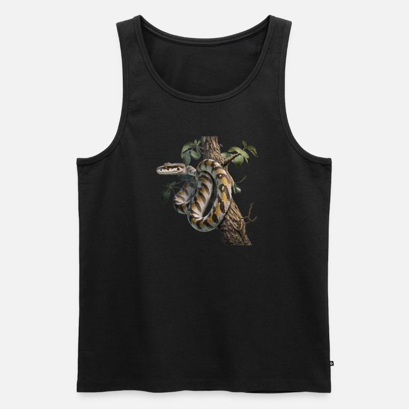 Python im Baum: Ein majestätisches Tier - Männer Premium Bio Tank Top - Schwarz