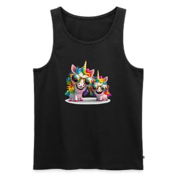 Einhorn zwei Party Einhörner Festival Einhornmotiv - Männer Premium Bio Tank Top - Schwarz - Vorne - AI Model Male 178 light (178cm)