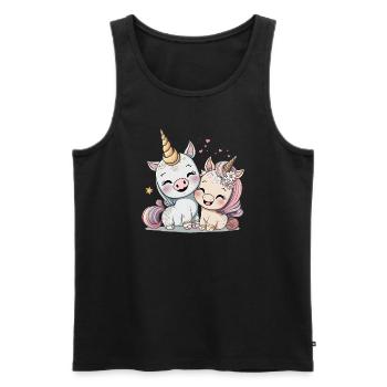 Licorne Deux Licornes Mignonnes Licorne Chemise Fille - Débardeur bio Premium Homme - noir - Devant - Michal (187cm)
