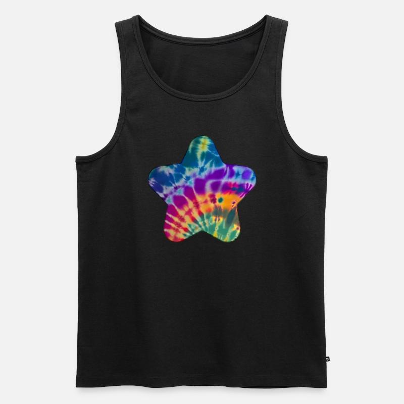 Groovy Tie Dye Stern - Männer Premium Bio Tank Top - Schwarz