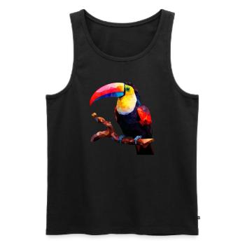 Polygonal Toucan on Branch - Artistic Bird - Men's Premium Organic Tank Top - black - Front - AI Model Male 178 light (178cm)