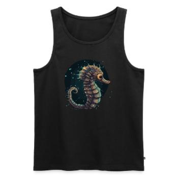 hippocampes, coraux, mer, océan, vie marine, animaux - Débardeur bio Premium Homme - noir - Devant - AI Model Male 178 light (178cm)