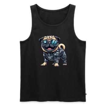 Carlin Cyborg - Chien robot bionique - Débardeur bio Premium Homme - noir - Devant - AI Model Male 178 light (178cm)