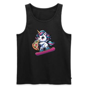 Unicorn Snowboarders: Pink Pizza Adventure - Men's Premium Organic Tank Top - black - Front - Michal (187cm)