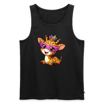 Mardi Gras Comic Giraffe: Sweet Celebration - Men's Premium Organic Tank Top - black - Front - Michal (187cm)