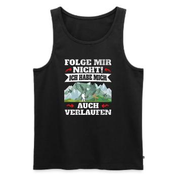 Folge mir nicht ich habe mich auch verlaufen - Männer Premium Bio Tank Top - Schwarz - Vorne - AI Model Male 178 light (178cm)