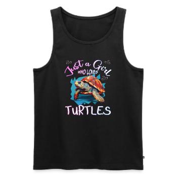 Juste une fille qui aime les tortues - Débardeur bio Premium Homme - noir - Devant - Michal (187cm)