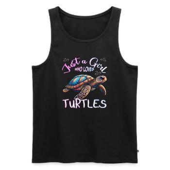 Juste une fille qui aime les tortues - Débardeur bio Premium Homme - noir - Devant - Michal (187cm)