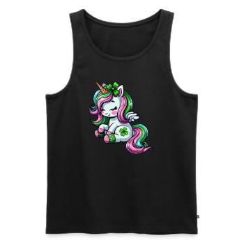 St. Patrick's Day Einhorn Feier Design - Männer Premium Bio Tank Top - Schwarz - Vorne - Michal (187cm)