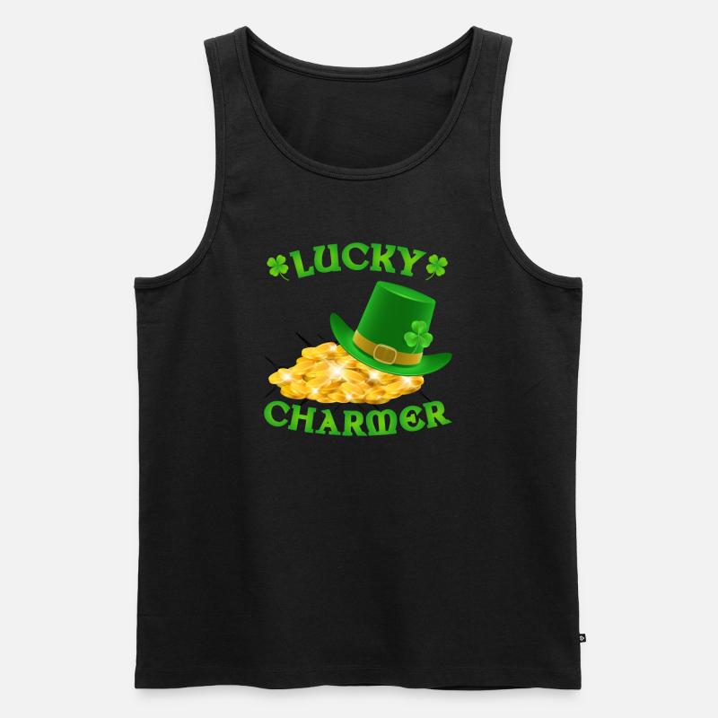 Lucky Charmer St Patricks Day - Männer Premium Bio Tank Top - Schwarz