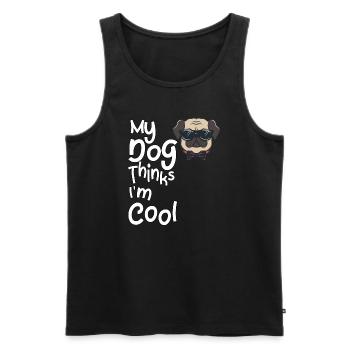 Mein Hund denkt, ich bin cool - Männer Premium Bio Tank Top - Schwarz - Vorne - AI Model Male 178 light (178cm)