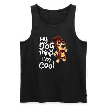 Mon chien pense que je suis cool - Débardeur bio Premium Homme - noir - Devant - Michal (187cm)
