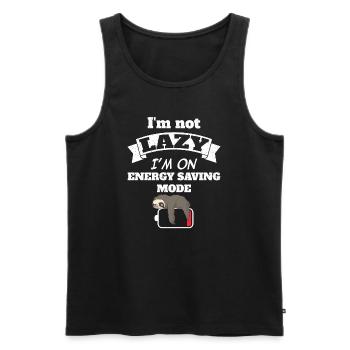I'm not lazy I'm on energy saving mode - Men's Premium Organic Tank Top - black - Front - AI Model Male 178 light (178cm)