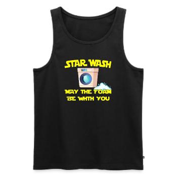 Star Wash - may the foam be with you - Männer Premium Bio Tank Top - Schwarz - Vorne - AI Model Male 178 light (178cm)