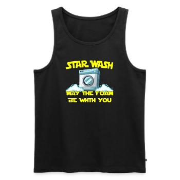 Star Wash - may the foam be with you - Männer Premium Bio Tank Top - Schwarz - Vorne - AI Model Male 178 light (178cm)