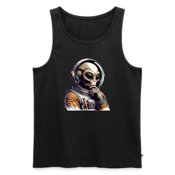 Alien Cosmonaut Space Adventure - Men's Premium Organic Tank Top - black - Front - AI Model Male 178 light (178cm)