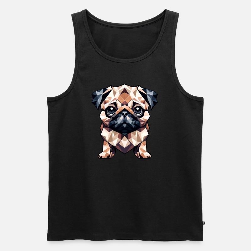 Mops in Polygon-Kunst Geometrisches Design - Männer Premium Bio Tank Top - Schwarz