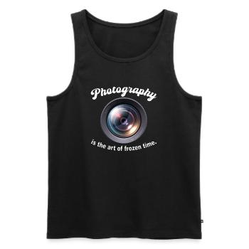 La photographie est l’art du temps figé - Débardeur bio Premium Homme - noir - Devant - AI Model Male 178 light (178cm)