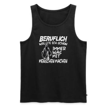 Beruflich was mit Menschen machen - Sensenmann - Männer Premium Bio Tank Top - Schwarz - Vorne - AI Model Male 178 light (178cm)