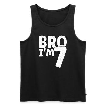 Frère, j’ai sept ans - Débardeur bio Premium Homme - noir - Devant - AI Model Male 178 light (178cm)