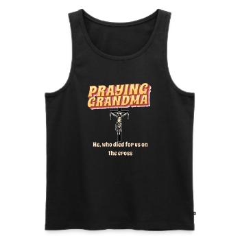Praying Grandma - Betende Oma - Men's Premium Organic Tank Top - black - Front - Michal (187cm)