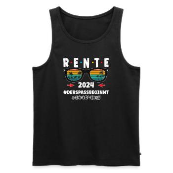 Retirement 2024 - the fun begins - Men's Premium Organic Tank Top - black - Front - AI Model Male 178 light (178cm)