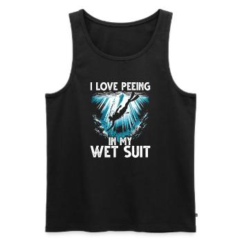 Diving I love peeing my wet suit - Men's Premium Organic Tank Top - black - Front - AI Model Male 178 light (178cm)