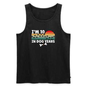 J’ai 10 ans en années de chien - Débardeur bio Premium Homme - noir - Devant - Michal (187cm)