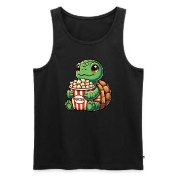 Niedliche Schildkröte Popcorn Filme Kino Spaß - Männer Premium Bio Tank Top - Schwarz - Vorne - Michal (187cm)