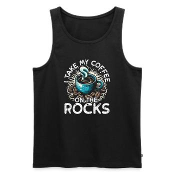 I take my coffee on the rocks - Männer Premium Bio Tank Top - Schwarz - Vorne - AI Model Male 178 light (178cm)