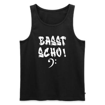 Basst scho - conception de musicien drôle - Débardeur bio Premium Homme - noir - Devant - AI Model Male 178 light (178cm)