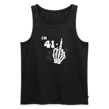 Ich bin 41 plus Mittelfinger - 42. Geburtstag - Männer Premium Bio Tank Top - Schwarz - Vorne - Michal (187cm)
