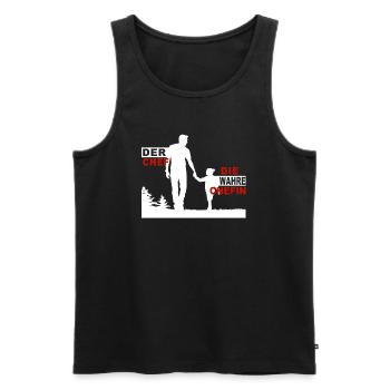 Der Chef die wahre Chefin Papa & Tochter - Männer Premium Bio Tank Top - Schwarz - Vorne - Michal (187cm)