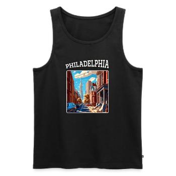 Design rétro vintage de Philadelphie - Débardeur bio Premium Homme - noir - Devant - Michal (187cm)