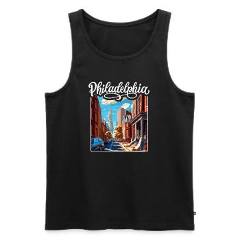 Design rétro vintage de Philadelphie - Débardeur bio Premium Homme - noir - Devant - Michal (187cm)