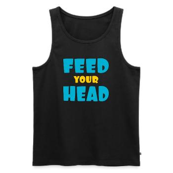 Feed your head - füttere Deinen Kopf - Men's Premium Organic Tank Top - black - Front - AI Model Male 178 light (178cm)
