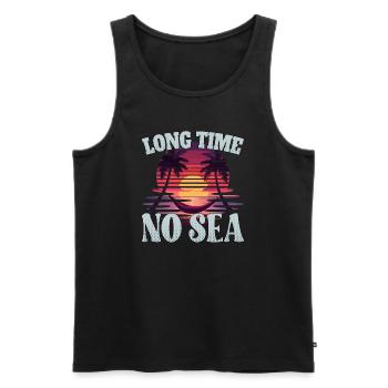 Long time no sea - lange Zeit kein Meer - Men's Premium Organic Tank Top - black - Front - AI Model Male 178 light (178cm)