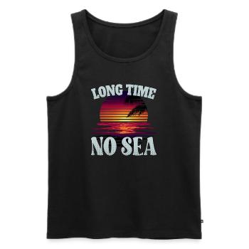 Long time no sea - lange Zeit kein Meer - Men's Premium Organic Tank Top - black - Front - AI Model Male 178 light (178cm)