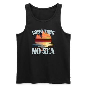 Long time no sea - lange Zeit kein Meer - Men's Premium Organic Tank Top - black - Front - AI Model Male 178 light (178cm)